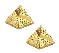 BESTYASH 2PCS Delicate Golden Egyptian Pyramid Model Mausoleum Building Ornament for Home Decor Ancient Souvenirs with Detailed Craftsmanship and Bright Color Design