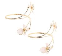 BESTYASH 2pcs Elegant Adjustable Flower Arm Cuff Bracelet Glossy Enamel Floral Wide Cuff Jewelry for Women and Handmade Minimalist Bangles for Parties Holidays and Daily Wear