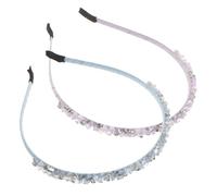 BESTYASH 2pcs Elegant Gravel Diamond Headband Sparkling Headband Fake Crystal Bridal Headpiece Women Head
