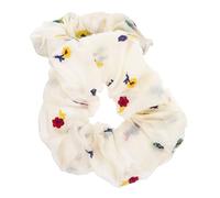 BESTYASH 2pcs Embroidered Flower Hair Scrunchies Stretchy Ponytail Holders for Women Teens Cute Fabric Hair Ties for Weddings Birthdays Everyday Use