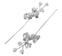 BESTYASH 2pcs Flower Hairpin Stick Lightweight Floral Orchid Design Traditional Chinese Hairpin with Brushed Finish for Hanfu Weddings and Special Occasions Vintage Style