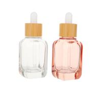BESTYASH 2pcs Glass Essential Oil Container Sample Dropper Bottles with Bamboo Caps 10ml 30ml Lightweight Leakproof for Daily Use and Travel
