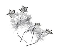 BESTYASH 2pcs Glitter Star Headband for Year Party Lightweight Comfortable Happy Year Hairband with Silver Stars Reusable Holiday Headwear for Multi Scene Celebration and Photo Booth