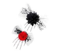 BESTYASH 2pcs Gothic Skeleton Hand Hair Clips with Rose and Bow Lightweight Halloween Barrette Accessories for Cosplay Parties Secure Fit for Unique Celebrations