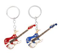 BESTYASH 2pcs Guitar Shape Metal Keychain Zinc Alloy for Adults Boys and Girls Bag Pendant for Music Lovers Unique Keyring Hook