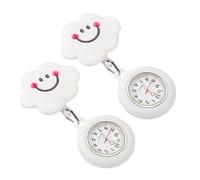 BESTYASH 2Pcs Hanging Chest Watch Retractable Doctor Watch Lovely Creative Design for Nurses Work 3.93X1.97X0.59Inch Smile Cloud Shape