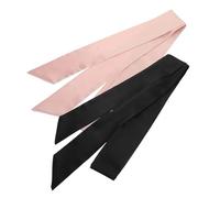 BESTYASH 2pcs Korean Style Wide Chiffon Ribbon Belt for Women Soft Decorative Waist Sash for Bridal Wedding and Daily Wear Versatile Self Tie Bow Accessory for Dresses and Handbags Black