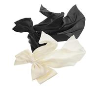 BESTYASH 2pcs Large Bow Hair Clips for Women Ribbon Barrettes with Long Tail Classic Colors Voluminous Hold for Thick Curly Hair