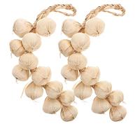 BESTYASH 2pcs Lifelike Fake Garlic Hanging Strings Decorative Vegetable Photography Props for Home Kitchen Restaurant Farm Shop Decor