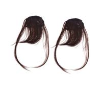 BESTYASH 2pcs Light Brown Clip In Front Hair Bangs Air Fringe Hair Extensions for Women Ultra Thin Hand Woven Natural Look Comfortable Daily Wear Adjustable Clips for Quick Hairstyle Change
