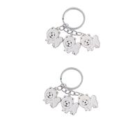BESTYASH 2pcs Metal Car Keychain Dog Shape Keyring Creative Fashion Pendant Engraved Id Tag Puppy Accessories Decor