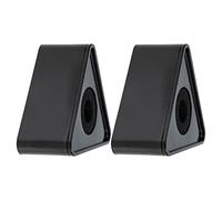 BESTYASH 2pcs Microphone Logo Flag Triangle Mic Station Logos Professional Design Convenient to Install Easy to Disassemble for Outdoor Interview Black Abs Sponge