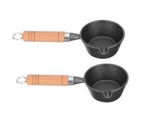 BESTYASH 2pcs Mini Cast Iron Melting Pot with Handle Small Oil Pouring Pan for Indoor Kitchen Use Compact Butter Warmer for Home Bakery Restaurant Cooking