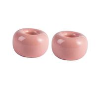 BESTYASH 2pcs Mini Ceramic Toothbrush Holder Stand Slip Eco Friendly Toothbrush Bathroom Organizer Pink and Sky Blue Space Saving Minimalist Design for Vanity Countertops