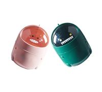 BESTYASH 2pcs Mini Desktop Trash Can with Swing Top Lid Portable Plastic Garbage Bin for Office Kitchen Bathroom Compact Tiny Trash Storage for Desk and Dressing Table Green Pink Dinosaur