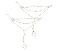 BESTYASH 2pcs Pearl Tassel Anklets Lightweight Barefoot Foot Bracelets for Women Summer Beach Vacation Accessories Secure Comfortable Fit for Sandals and Casual Wear