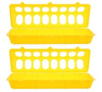 BESTYASH 2pcs Portable Plastic Chicken Water Feeder and Food Dispenser Troughs for Multiple Birds Including Cockatiel and Chicken, Yellow Bird Feeding Bowls Suitable for Poultry Farming