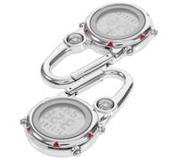BESTYASH 2pcs Portable Stainless Steel Carabiner Watches with Date Display, Elegant Red Zinc Alloy Clip-on Hanging Watches for Adventure and Travel