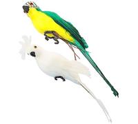 BESTYASH 2pcs Realistic Parrot Ornaments Foam Garden Bird Statues Artificial Simulation Birds Outdoor Decor with Wire Claws for Wall Fence Branch Mounting