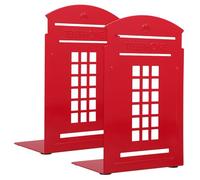 BESTYASH 2pcs Retro Book Ends Vintage Telephone Booth Design Sturdy Iron Book Holders Stable Desktop Organizer for Home Office Shelves