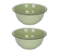 BESTYASH 2Pcs Retro Style Enamel Bowls Green Vintage Basins Easy to Clean and Store Spices for Home Kitchen Serving and Food Preparation