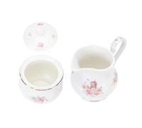 BESTYASH 2Pcs Rural Style Embossed Teapot with Milk Creamer and Sugar Storage Pot Versatile Porcelain Coffee and Latte Containers for Home Restaurant Hotel Use