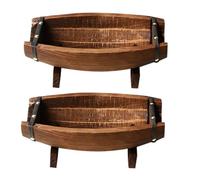 BESTYASH 2pcs Rustic Wood Barrel Planters Half Barrel Flower Pots Indoor Outdoor Garden Decor Wedding Props Farmhouse Style Wood Bucket Containers