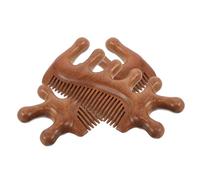 BESTYASH 2pcs Sandalwood Hair Pick with Scalp Cleansing Brush and Dandruff Removal Comb Ergonomic Massage Tool for Face Neck Hands Legs Gua Sha Scraping for Meditation Yoga Stress Relief