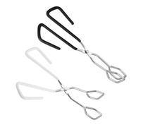 BESTYASH 2pcs Scald Food Squeezer Tongs with Long Handles for BBQ and Kitchen Use Non Slip Grill Holder Clips for Bread Steak Pastry Indoor Cooking and Outdoor Barbecue Black and White