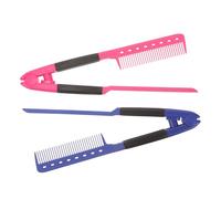 BESTYASH 2Pcs Shaped Plastic Hair Straightening Comb Compact Design for Thick and Thin Hair Durable Salon Styling Tool for Rapid Blow Dry Straightening Pink and Blue