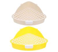 BESTYASH 2pcs Small Animal Litter Box Rabbit Training Toilet with Suitable Mesh and Filtering Base, Plastic Corner Potty Tray for Pet Training