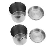 BESTYASH 2pcs Small Stainless Steel Storage Canisters 304 Food-Grade Containers Airtight Lid Multifunctional Kitchen Organizers for Home and Shop