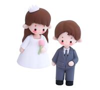 BESTYASH 2pcs Soft Glue Bride and Groom Cake Topper Figurines Wedding Anniversary Decorations and Safe Wedding Cake Decor for Rustic Modern and Traditional Themes
