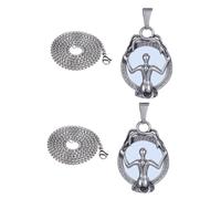 BESTYASH 2PCS Stainless Steel Mirroring Woman Pendant Necklace Hip Hop Style with Chain Lightweight Jewelry Gift