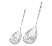 BESTYASH 2pcs Stainless Steel Slotted Cooking Spoons Versatile Strainer Ladle for Frying for Hot Pot French Fries and Vegetables Kitchen Essential