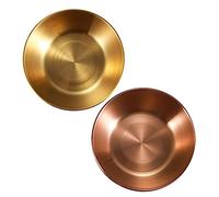 BESTYASH 2pcs Stainless Steel Small Appetizer Plates with Sauce Dishes for Home Restaurant Catering Round Food Sauce Bowls in Gold and Rose Gold for Party BBQ Picnic Use