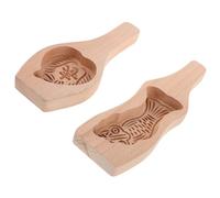 BESTYASH 2pcs Traditional Chinese Mooncake Mold with Wooden Handles Carp and Peach Pattern Pastry Making Tool for Mid-Autumn Festival Versatile Wooden Cake and Chocolate Mold for Baking