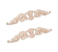 BESTYASH 2pcs Unpainted Oak Wood Carved Decals Vintage Style Corner Appliques Furniture Decor DIY Paintable Solid Wood Embellishments for Cabinets and Doors