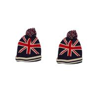 BESTYASH 2pcs Warm Knitted Hat Union Jack Hat Winter Leisure Cap Grey Balls Decor Material