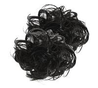 BESTYASH 2pcs Wavy Curly Hair Bun Extensions Clip Messy Hair Piece for Women for Parties Cosplay and Daily Wear Your Look Easy Use