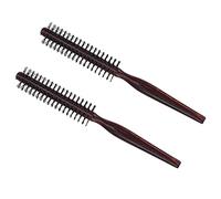 BESTYASH 2pcs Wooden Handle Round Hair Styling Brush Comb Curling Brush for Smooth Hair Care for Scalp Massage Voluminous Curls Salon Supplies