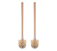 BESTYASH 2pcs Wooden Handle Toilet Cleaning Brush Set with 18 Long Handle for Deep Scrubbing Toilet Bowl Household Bathroom Cleaning Tool and Washroom Use