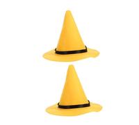 BESTYASH 2pcs Yellow Felt Sorcerer Hat with Trim Brim Witch Hat Classic for Halloween Costume Parties Cosplay and Vintage Festival Dress Up