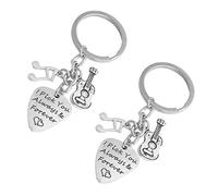 BESTYASH 2pcs Zinc Alloy Creative Music Note Guitar Pick Keychains Unique Decorative Pendants for Bag Suitcase for Music Enthusiasts