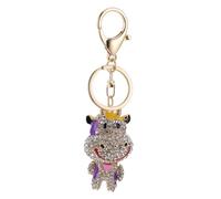 BESTYASH 2pcs Zodiac Ox Key Chain Pendant Lovely Cartoon Design Material Stylish Rhinestone Keychain Accessory for Bags and Keys