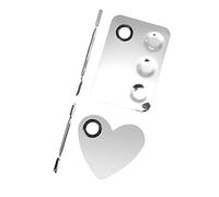 BESTYASH 2sets Makeup Mixing Palettes Stainless Steel Spatulas for Nail Art and Cosmetic Pigment Mixing The Palette Plate
