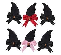 BESTYASH 3 Pairs Devil Hair Clips for Halloween Costume Party Decorative Bowknot Headdress Lightweight Cloth Material