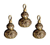 BESTYASH 3 Pcs Copper Calabash Keychain Charm Vintage Gourd Ornament Yellow