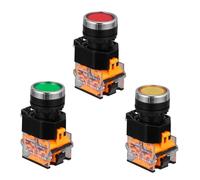 BESTYASH 3 Pcs Momentary Push Button Switches Self-locking Circuit Buttons with Red Green Yellow for Start Stop Control Plastic Construction Easy Installation and Replacement