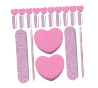 BESTYASH 3-Piece Manicure Tool Set 20 Sets of Heart-Shaped Sponge Nail Files and Buffers for Nail Shaping and Polishing for Home or Professional Use